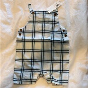 Janie and Jack Blue and White Bodysuit with Plaid Design
